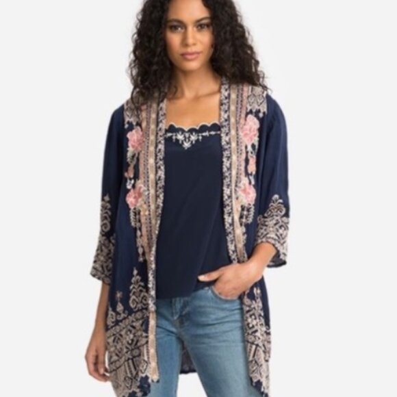 Johnny Was Grey Floral Embroidered 'Helena' Kimono XL - Picture 5 of 10